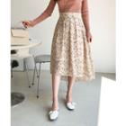 Pleated-front Floral Print Chiffon Skirt