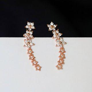 Rhinestone Earring 1 Pc - Rose Gold - One Size