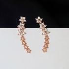 Rhinestone Earring 1 Pc - Rose Gold - One Size