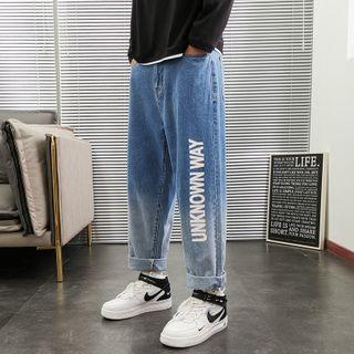 Lettering Gradient Wide-leg Jeans