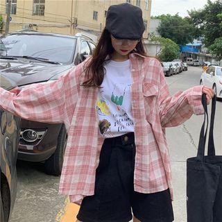 Plaid Long-sleeve Oversize Shirt
