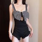 Houndstooth Bow Swimsuit