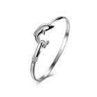 Simple Classic Dolphin Bangle Silver - One Size