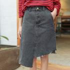 Asymmetrical A-line Denim Skirt