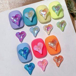 Set Of 3 : Heart Rhinestone Nail Art Decoration