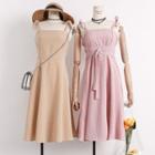 Sleeveless Buckled-waist Plaid A-line Dress