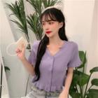Plain Knit Short-sleeve Top