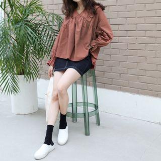 Zip-front H-line Denim Mini Skirt