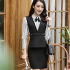 Long-sleeve Blouse / Vest / Pencil Skirt / Slim-fit Pants