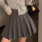 Striped Cardigan / Mini Pleated Skirt
