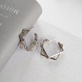 Alloy Layered Square Earring 1 Pair - Earrings - One Size