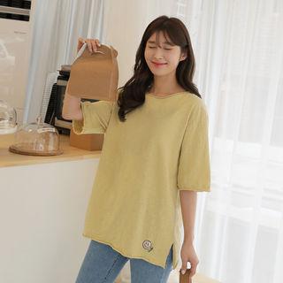 Round-neck Slit-side M Lange T-shirt