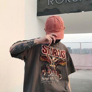 Eagle Print Elbow-sleeve T-shirt