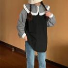 Ruffled Collared Long-sleeve Top Black - M=2