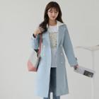 Double-breasted Hood-layered Trench Coat With Sash