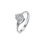 925 Sterling Silver Simple Fashion Geometric Cubic Zircon Adjustable Ring Silver - One Size