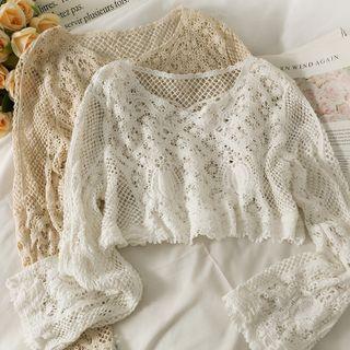 Open-knit Sheer Crop Top