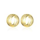 Elegant Plated Gold Geometric Round Cutout Earrings Golden - One Size