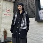Checkerboard Panel Mock Two-piece Shirt