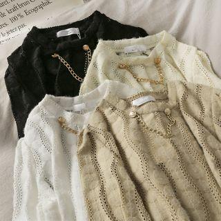 Eyelet Chain-accent Loose Top
