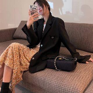 Sequined Slit Midi Pencil Skirt
