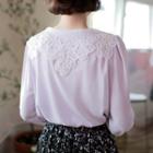 Faux-pearl Floral Collar Blouse