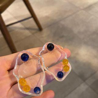 Resin Dangle Earring 1 Pair - Resin Dangle Earring - Yellow & Blue - One Size