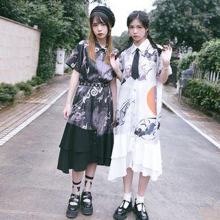 Lapel Print Dress