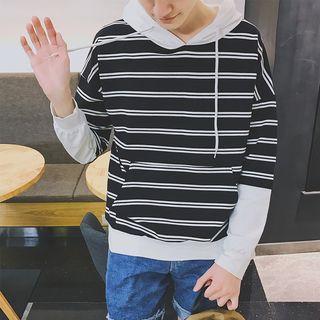 Mock Two Piece Striped Hoodie