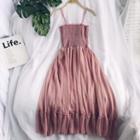 Spaghetti-strap Shirred Chiffon Dress