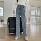 Front-slit Straight-leg Jeans