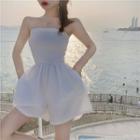 Short-sleeve Blazer / Wide-leg Tube Playsuit