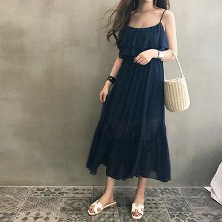 Spaghetti-strap Ruffle-tiered Maxi Dress