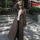 Strap Plaid Long Coat