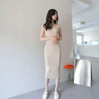 Cap-sleeve Knit Midi Dress