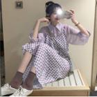 Long-sleeve Plain Light Shirt / Sleeveless Floral Dress