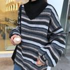 Fleece-lined Striped Sweatshirt