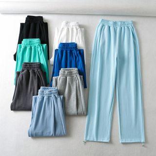 High-waist Side-drawstring Wide-leg Sweatpants