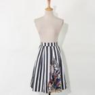Striped Printed A-line Skirt