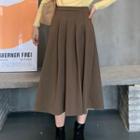 High-waist Pintuck Midi Skirt