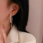Rhinestone Alloy Fringed Earring Fn2285 - Stud Earring - 1 Pair - Gold - One Size