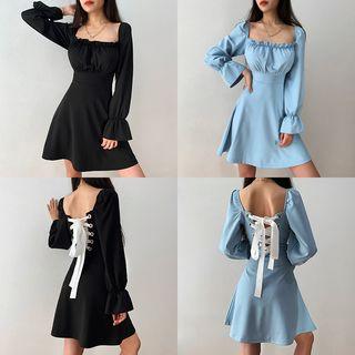 Ribbon-back Mini Dress