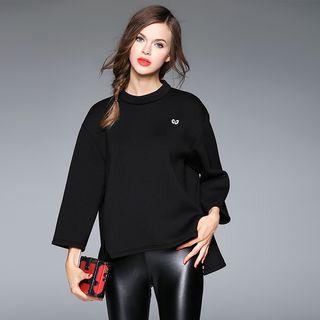 3/4-sleeve Stand-collar Sweatshirt