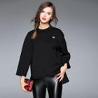 3/4-sleeve Stand-collar Sweatshirt