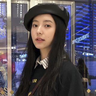 Faux Leather Beret Black - M