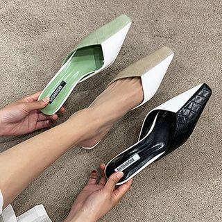 Two-tone Kitten Heel Mules