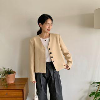 V-neck Button-up Jacket