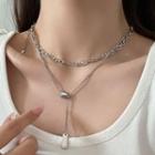 Layered Stainless Steel Necklace 1 Pc - Layered Stainless Steel Necklace - Silver - One Size