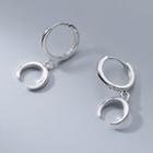 Moon Hoop Earring 1 Pair - S925 Silver Earrings - Silver - One Size