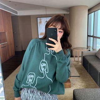 Turtleneck Face Jacquard Sweater